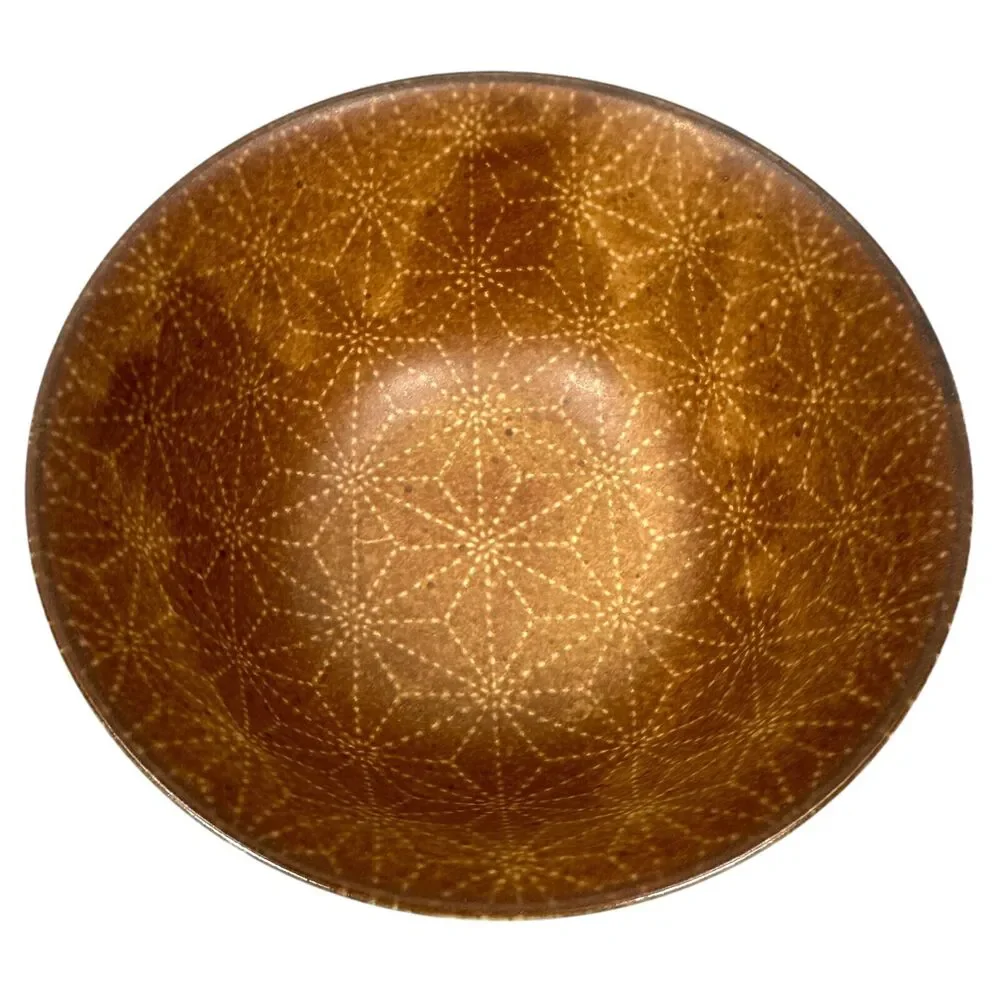 Thai Pottery Snowflake Star Rice Serving Bowls Lot‎ of 2 Art Stoneware Pottery